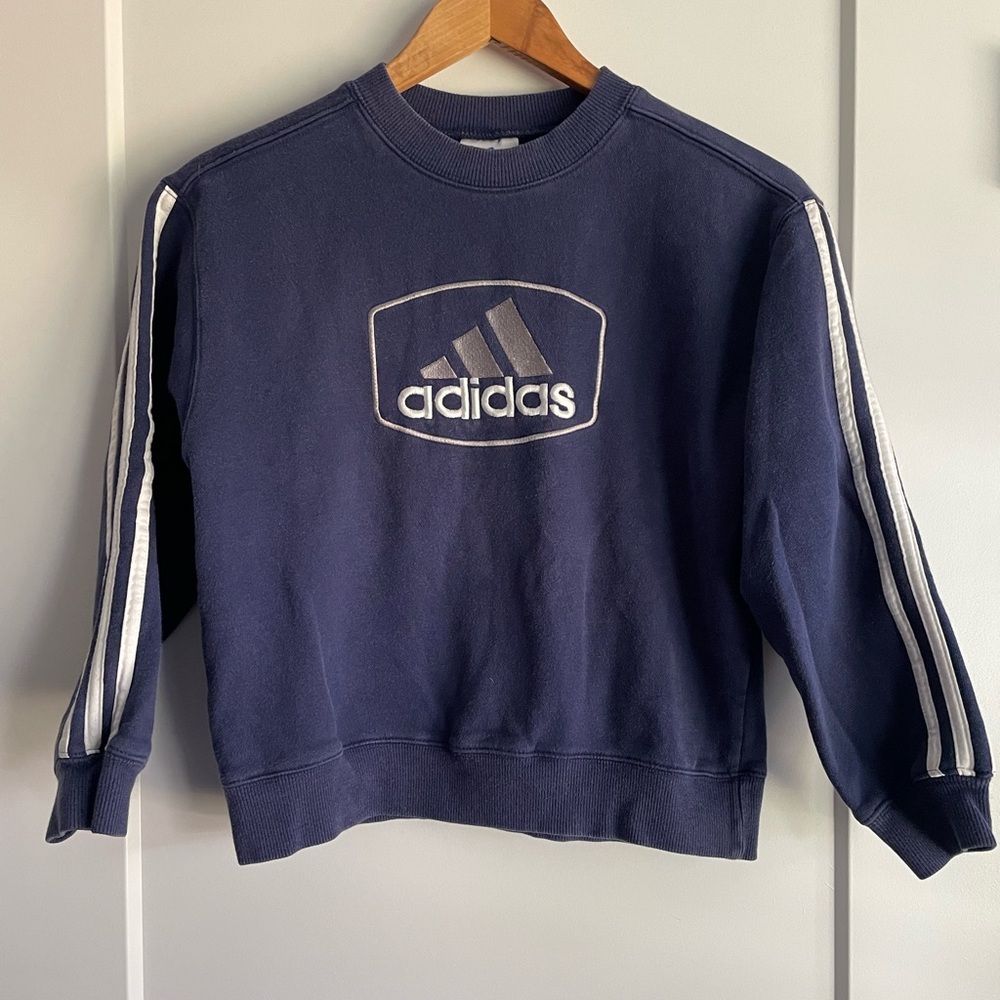 ADIDAS Navy Blue Sweatshirt Youth Boy Small
